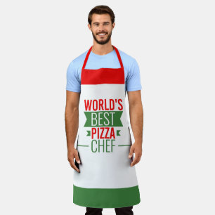 Delantal Mejor chef pizza del mundo - verde rojo y blanco