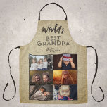 Delantal Mejor Collage de fotos Rústico Abuelo del Mundo 6<br><div class="desc">6 Collage de fotos Apron, el mejor Personalizado del mundo rústico. 6 fotos y el mejor abuelo del mundo en tipografía moderna con un fondo rústico beige. Personaliza el delantal con tus fotos. Un gran regalo y un gran placer para un abuelo por el Día del Padre, cumpleaños o Navidades....</div>