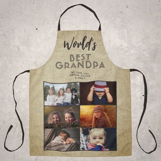 Delantal Mejor Collage de fotos Rústico Abuelo del Mundo 6 (Subido por el creador)