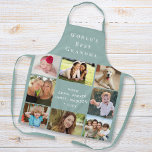 Delantal Mejor Collage de fotos Sage Green<br><div class="desc">Un buen regalo de mantenimiento para la mejor abuela del mundo. Personalice este video de collage con ocho fotos de sus nietos, hijos, otros miembros de la familia, mascotas, etc. Personalizar "La mejor abuela del mundo" y si se la llama "Abuela", "Nana", "Abuela", etc., y añada los nombres de su...</div>