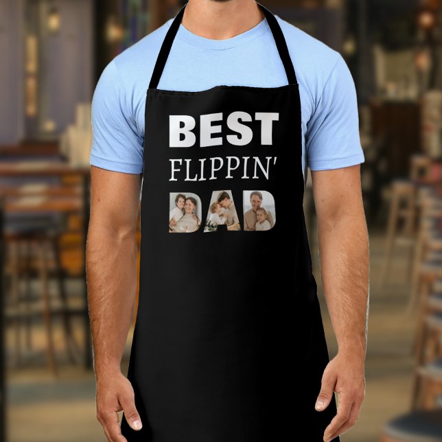 Delantal Mejor Día del Padre del Collage de fotos Flippin D (Best Flippin Dad Photo Collage Father's Day Apron
)