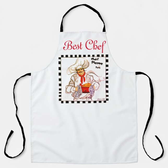Delantal Mejor dibujo de chef de un chef francés gordo (Anverso)