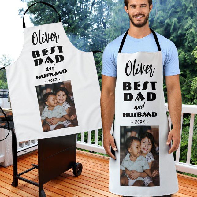 Delantal Mejor foto de papá y marido Keepsake (Subido por el creador)