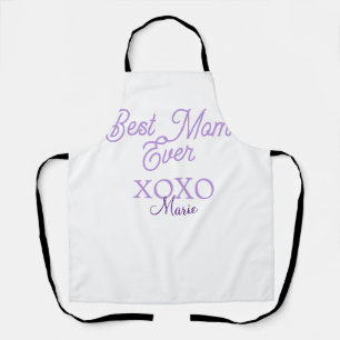 Delantal mejor mamá del mundo xoxo nombre púrpura elegante