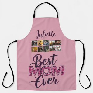 Delantal Mejor Mamá Siempre Tipografía Floral Rosa