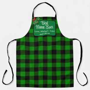 Delantal Mejor Nana siempre verde clásico Plaid Holly berri