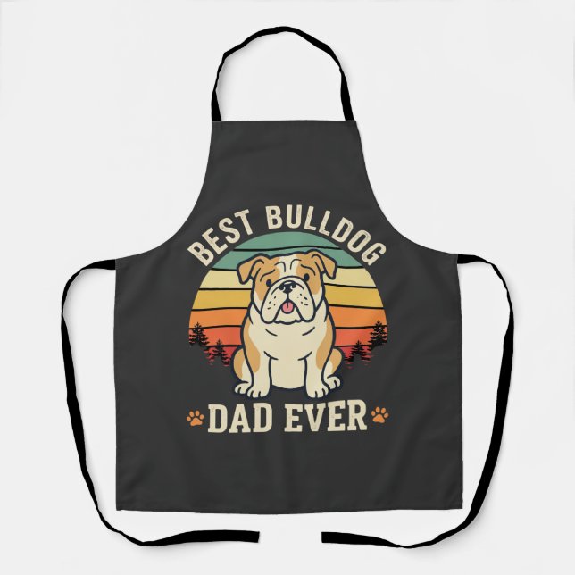 Delantal Mejor papá Bulldog Retro Vector (Anverso)