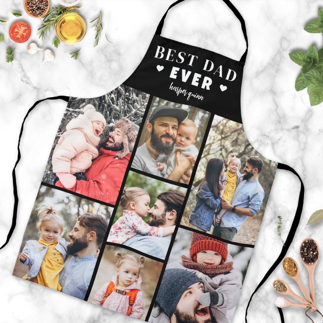 Delantal Mejor papá de Collage de fotos personalizado (Personalized Photo Collage Best Dad Apron )