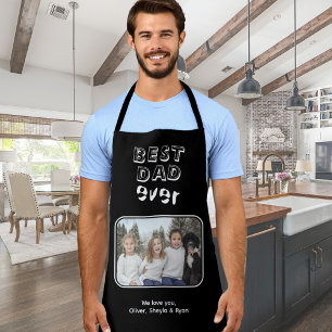 Delantal Mejor Papá Nunca Personalizado Negro Foto Keepsake