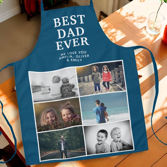 Delantal Mejor Papá Personalizado 6 Collage de fotos Azul (Subido por el creador)