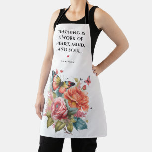 DELANTAL MEJOR PROFESOR MODERNO QUE ENSEÑA CORAZÓN MENTE AL