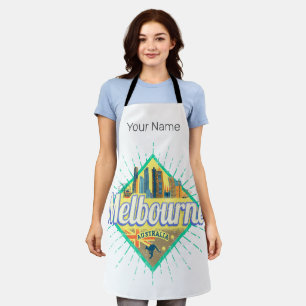Delantal Melbourne Victoria Australia Retro Skyline Vintage