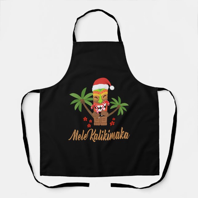 Delantal Mele Kalikimaka Feliz Navidad en Hawái regalo de N (Anverso)