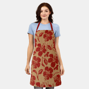 Delantal Mele Kalikimaka Vintage Pareau Hawaiian Hibiscus