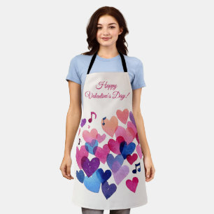 Delantal Melodía de Corazón de Acuarela Día de San Valentín
