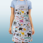 Delantal Menagerie personalizada<br><div class="desc">Todo tipo de animales divertidos y vida salvaje para los amantes de los animales en todas partes. Animales safari,  jungla,  granja,  aves,  mascotas y vida salvaje. Un monstruo parece haberse colado ahí también. Arte original de Nic Squirrell. Cambiar el nombre a personalizar</div>