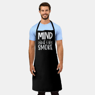Delantal Mente Si Fumo BBQ Gran Apron Negro