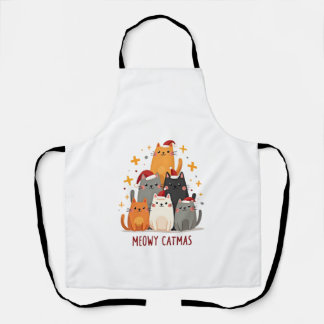 Delantal Meowy Catmas Gato Navidad Árbol de Navidad Xmas (1