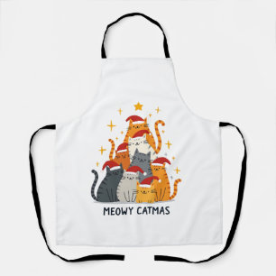 Delantal Meowy Catmas Gato Navidad Árbol de Navidad Xmas (4