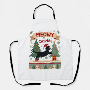 Delantal Meowy Catmas, Suéter Feo de Navidad, Gato Navidad
