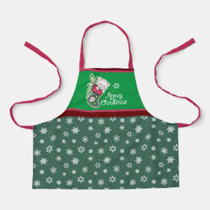 Delantal Meowy Navidad Rojo y Verde