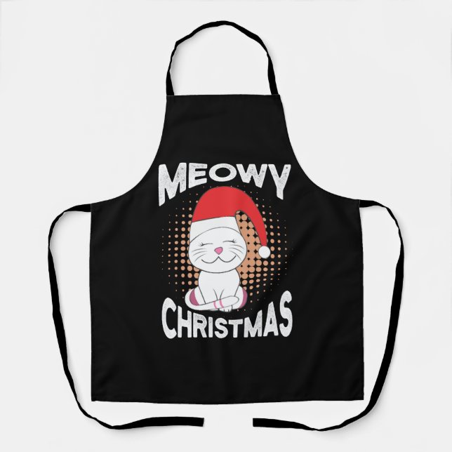 Delantal Meowy Navidades con gato navidad (Anverso)
