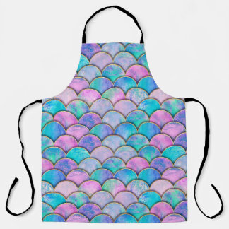Delantal Mermaid fish scale wave japanese seamless pattern.