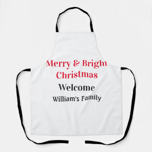Delantal Merry Bright Navidades agregan nombre de familia a