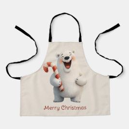 Delantal Merry Christmas Cute Polar Bear Design