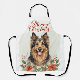 Delantal Merry Christmas Dog Festive Holiday Kitchen Apron