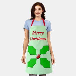 Delantal Merry Christmas Holly Personalizado
