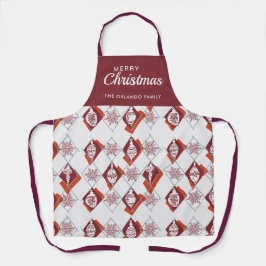 Delantal Merry Christmas Plaid Baking Crema Name Red