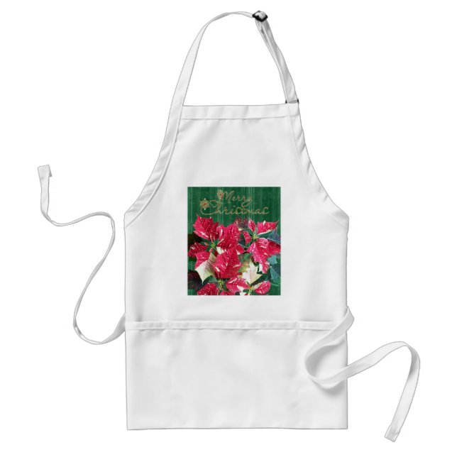 Delantal Merry Christmas Poinsettia Apron (Frente)