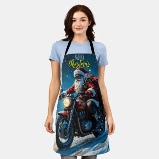 Delantal Merry Christmas Santa Clause On Motorcycle