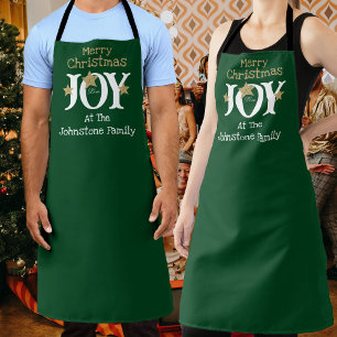 Delantal Merry Christmas Script Name Guay Rustic Green