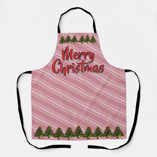 Delantal Merry Christmas Tree Candy Cane Fun Holiday (Anverso)