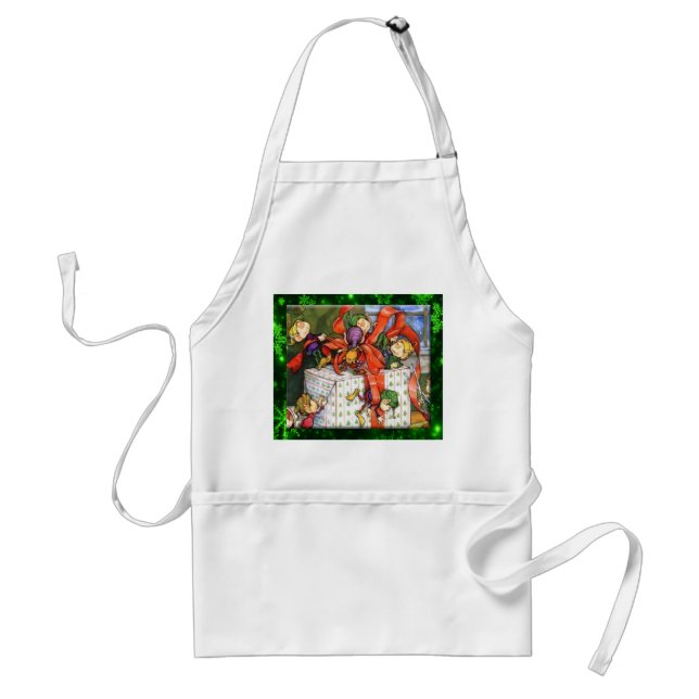 Delantal Merry Elves envuelto Apron actual (Frente)