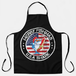 Delantal Merry Fishmas Bandera de Estados Unidos Gran Tibur