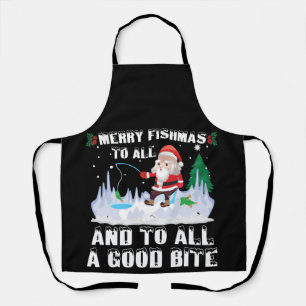 Delantal Merry Fishmas Graciosa Pesca Pescador Navidad