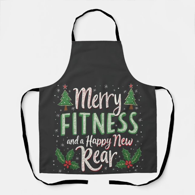 Delantal Merry Fitness y Feliz Nueva Navidad de Construcció (Anverso)