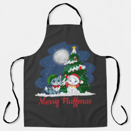 Delantal Merry Fluffmas Cute Cat Navidades