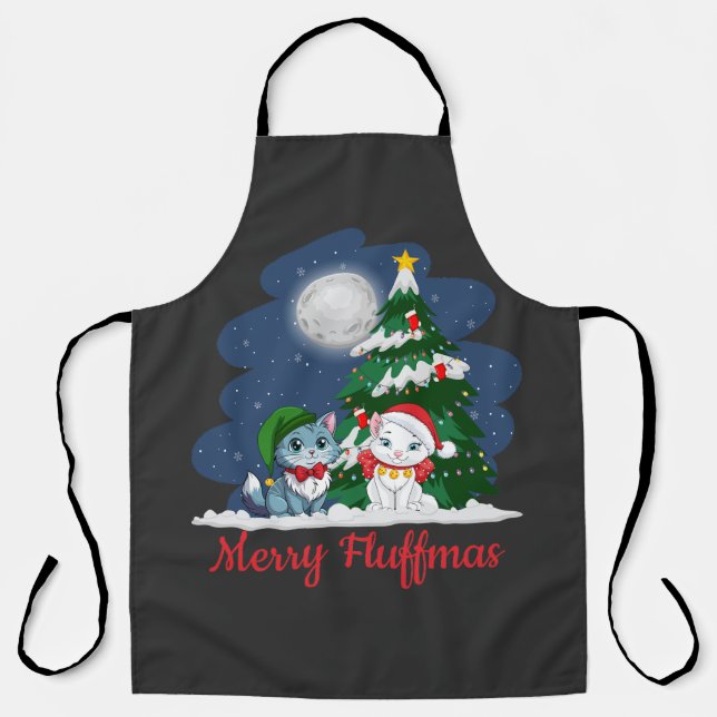 Delantal Merry Fluffmas Cute Cat Navidades (Anverso)