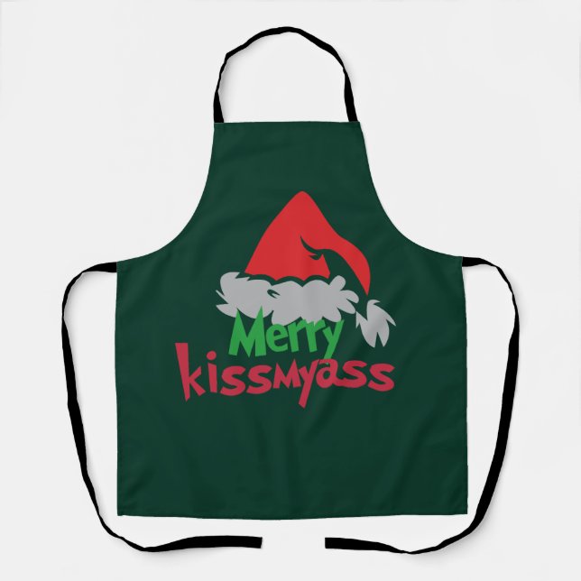 Delantal Merry Kissmyass Funny Christmas Apron (Anverso)