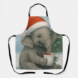 Delantal Merry Moments with a Cocoa-Loving Elephant Holiday
