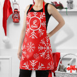 Delantal Merry Snowflake Red<br><div class="desc">The Merry Snowflake Red apron will add a personal style to your festive holiday apparel. Add your name and monogram.</div>