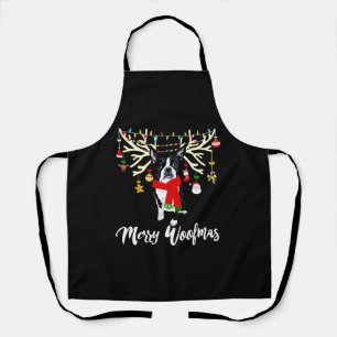 Delantal Merry Woofmas Boston Terrier Reindeer Navidades