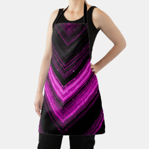 Delantal Metalizado brillante rosa magenta negro Chevron