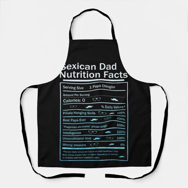 Delantal Mexican Dad Nutrition Facts Regalo para Papa (Anverso)