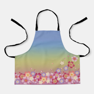 Delantal Mezcla de flores de sakura con estilo de Kimono co