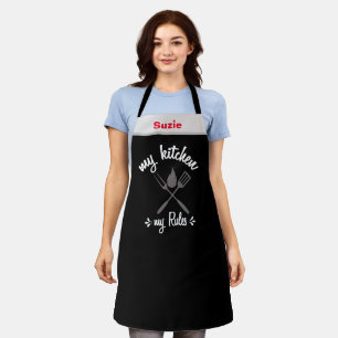 Delantal Mi cocina mis reglas nombre de chef negro personal
